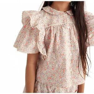 NEW COZMO girls' floral blouse in neon coral
